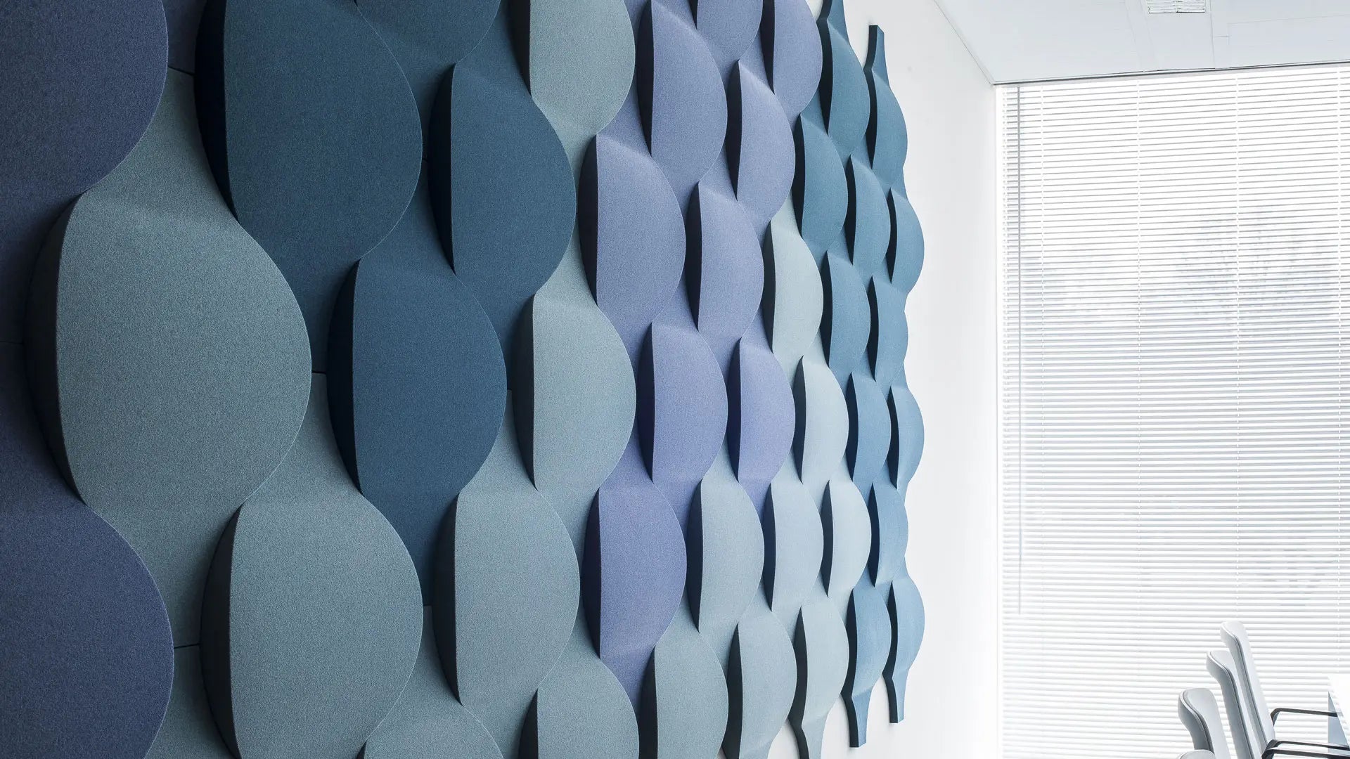 3D Soft Acoustic Wall Panels blue composition in white interior